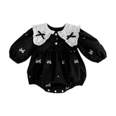 Black Peter Pan Collar Romper.